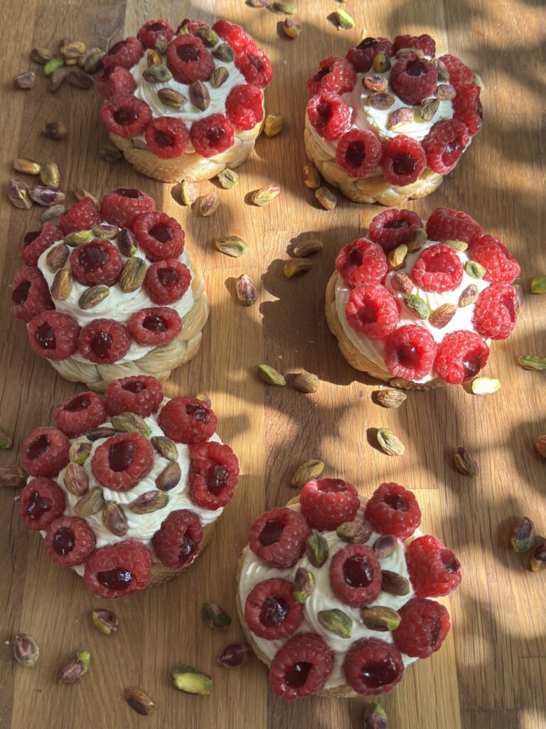 Babna's Pistachio and Raspberry Pastry Tarts